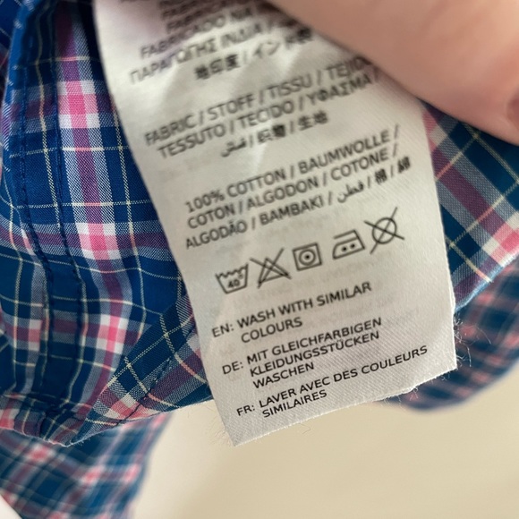 GANT Dogleg Poplin Blue/Pink Checked Shirt Medium - Picture 5 of 6